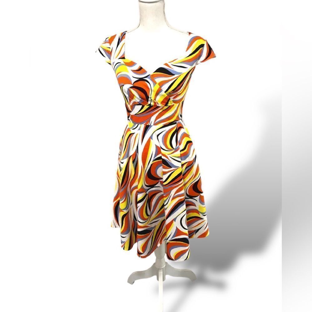 Hanpceirs Women's Cap Sleeve 1950s Retro Cocktail Swing Dress with Pockets